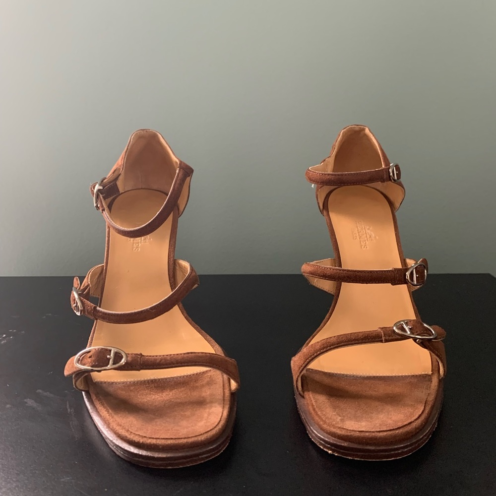 Hermes suede heels